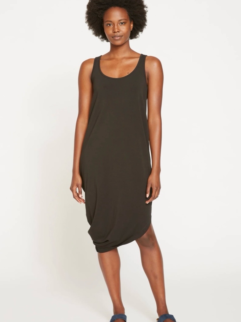 Universal Standard Sleeveless Midi Dress in Olive